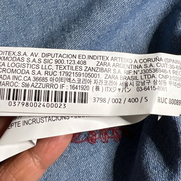 Zara Chambray Embroidered Midi Dress Women Small Halter Neck - Picture 11 of 15